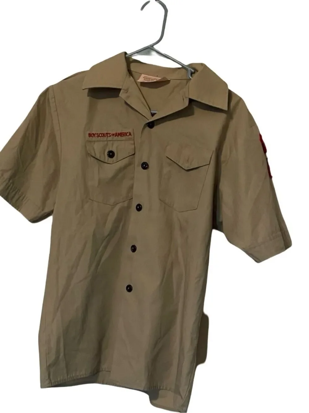 Boy Scouts of America Youth Tan Short Sleeve Button Down Uniform Shirt Large